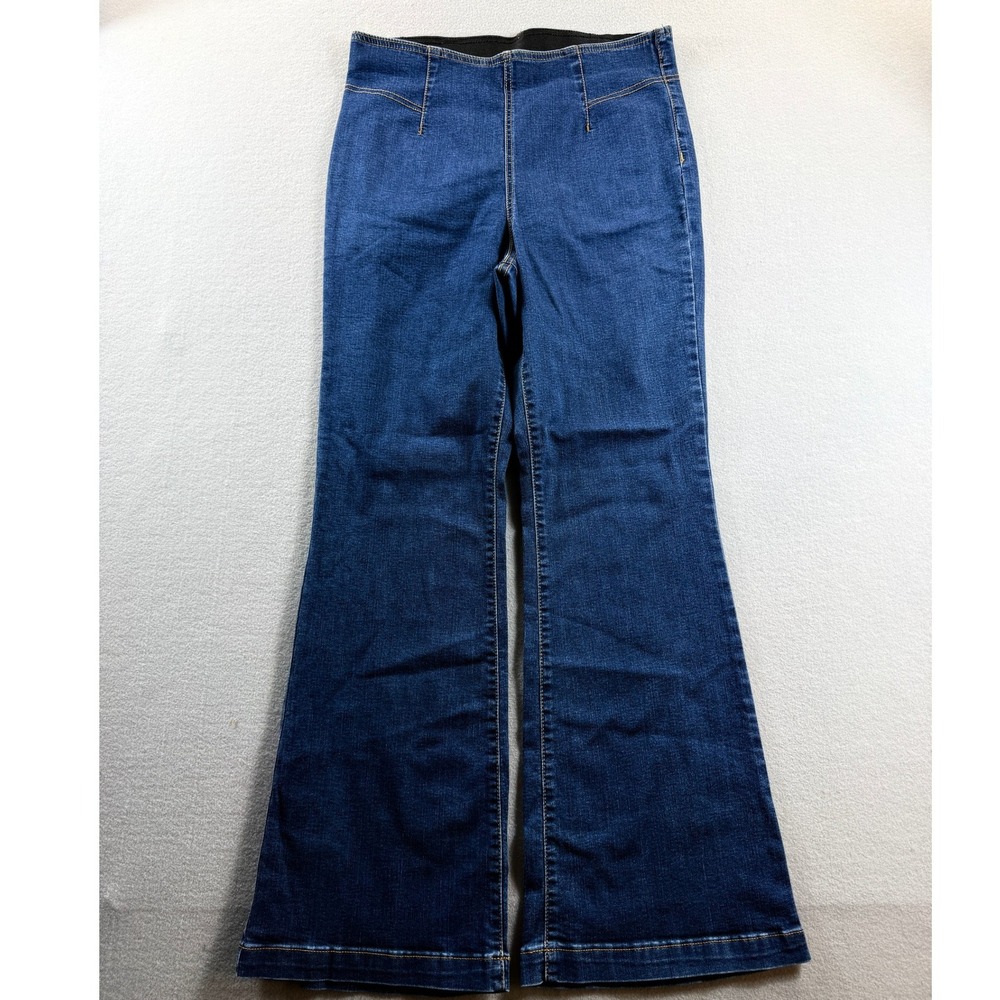 Knox Rose Flare Jeans Women 14 Blue High Rise Pull On Stretch 32x30